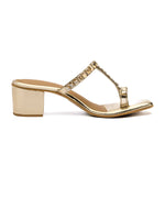Load image into Gallery viewer, Mia Gold Block Heel
